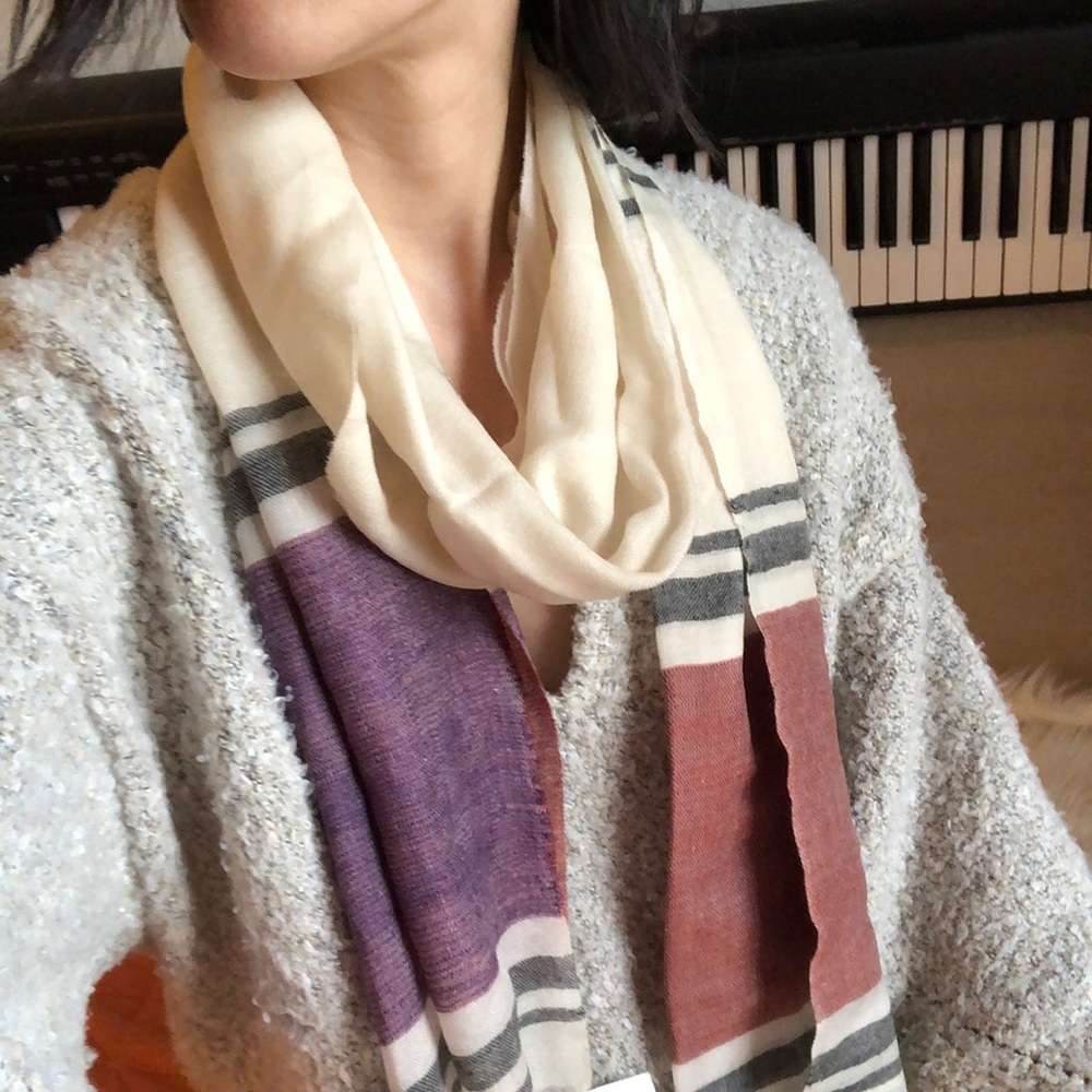 Cashmere lightweight striped scarf